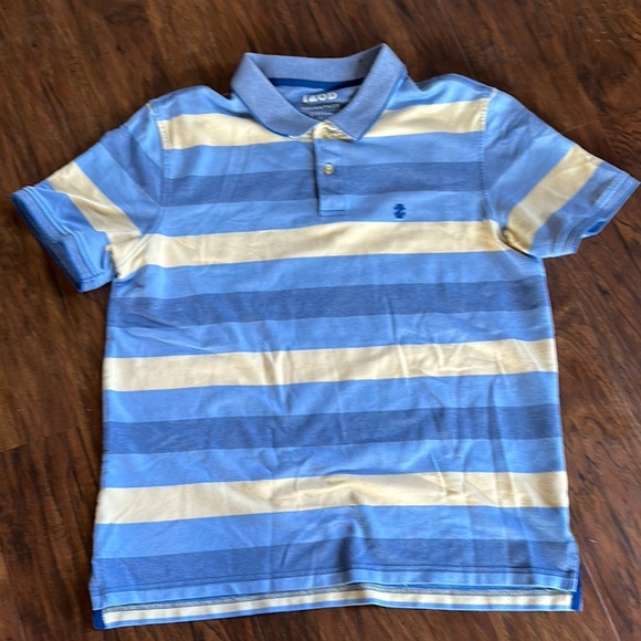 IZOD  Advantage Blue and Yellow Striped Polo Shirt - Picture 1 of 8